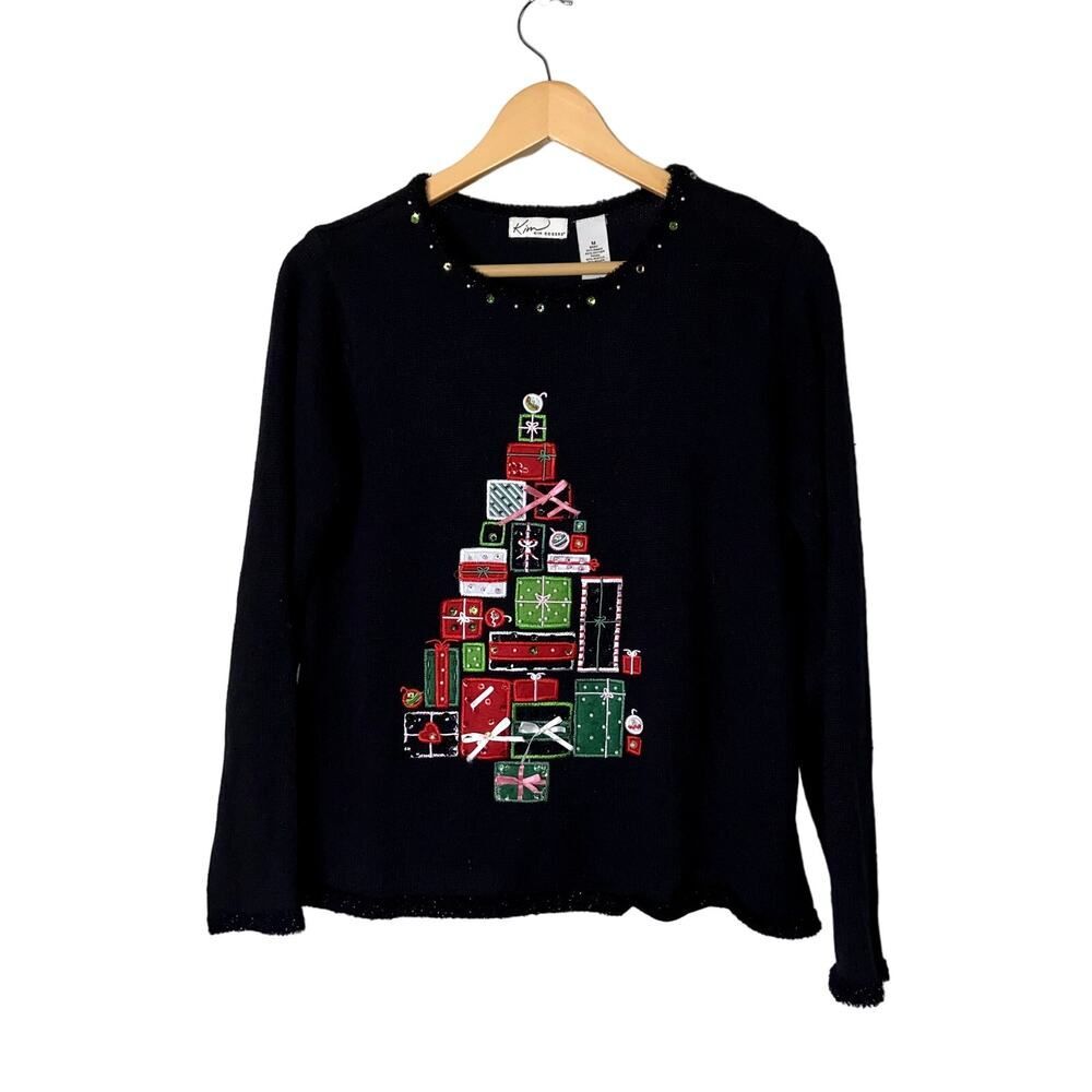 Kim Rogers Christmas Sweater Medium Christmas Tree Artsy !
